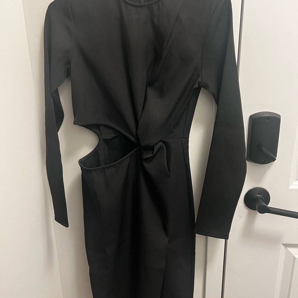 Elegant Area Stars Black Cutout Dress